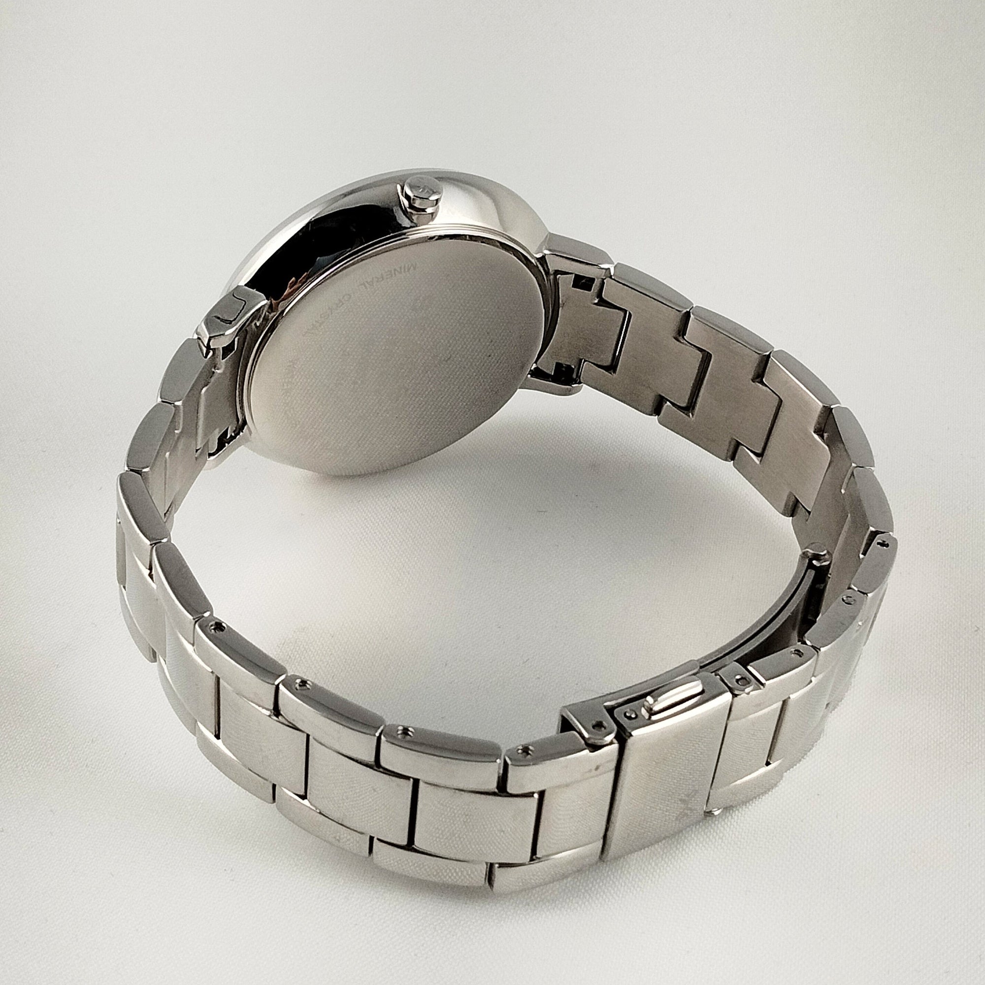 I Like Mikes Mid Century Modern Watches Skagen Men's Stainless Steel Watch, White Dial with Thin Ringed Border, Bracelet Strap