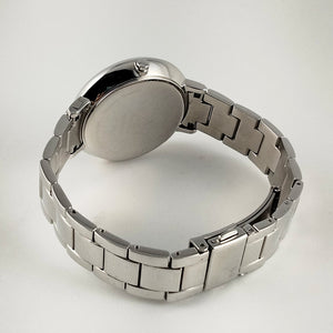 I Like Mikes Mid Century Modern Watches Skagen Men's Stainless Steel Watch, White Dial with Thin Ringed Border, Bracelet Strap