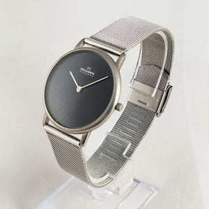 I Like Mikes Mid Century Modern Watches Skagen Men's Watch, Black Dial, Mesh Strap