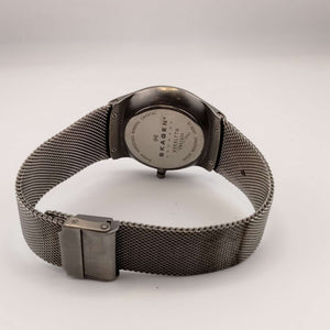 I Like Mikes Mid Century Modern Watches Skagen Men's Watch, Blue Dial with White Dash Markers, Stainless Steel Mesh Strap