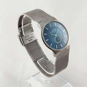 I Like Mikes Mid Century Modern Watches Skagen Men's Watch, Navy Dial, Mesh Strap