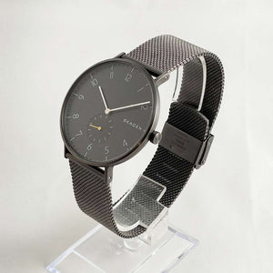I Like Mikes Mid Century Modern Watches Skagen Oversized Men's Watch, Black Dial, Mesh Strap
