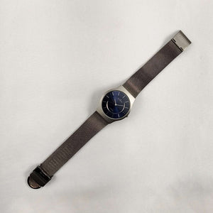 I Like Mikes Mid Century Modern Watches Skagen Oversized Titanium Watch, Round Navy Dial, Mesh Strap