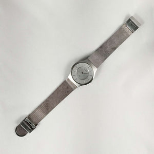 I Like Mikes Mid Century Modern Watches Skagen Oversized Unisex Watch, Dash Hour Markers, Mesh Strap