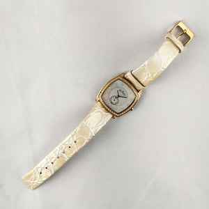 I Like Mikes Mid Century Modern Watches Skagen Oversized Watch, Mother of Pearl Dial, Genuine Patent Leather Strap