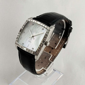 I Like Mikes Mid Century Modern Watches Skagen Oversized Watch, Mother of Pearl Dial, Patent Leather Strap