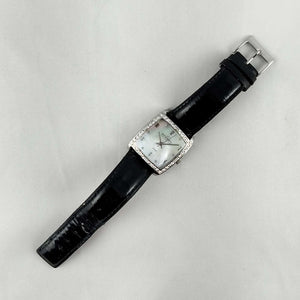 I Like Mikes Mid Century Modern Watches Skagen Oversized Watch, Mother of Pearl Dial, Patent Leather Strap
