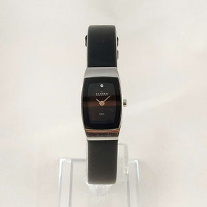 I Like Mikes Mid Century Modern Watches Skagen Petite Watch, Black Dial, Black Leather Strap
