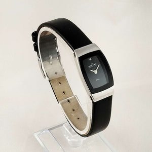 I Like Mikes Mid Century Modern Watches Skagen Petite Watch, Black Dial, Black Leather Strap