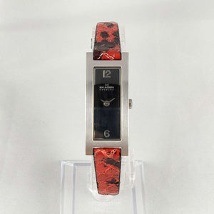I Like Mikes Mid Century Modern Watches Skagen Petite Watch, Elongated Dial, Red and Black Genuine Calfskin Strap