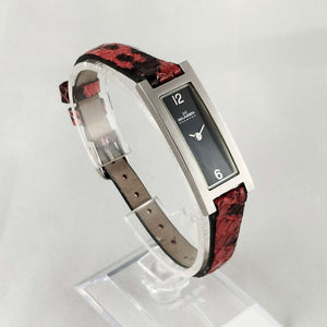 I Like Mikes Mid Century Modern Watches Skagen Petite Watch, Elongated Dial, Red and Black Genuine Calfskin Strap