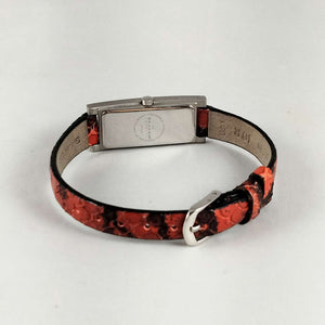 I Like Mikes Mid Century Modern Watches Skagen Petite Watch, Elongated Dial, Red and Black Genuine Calfskin Strap