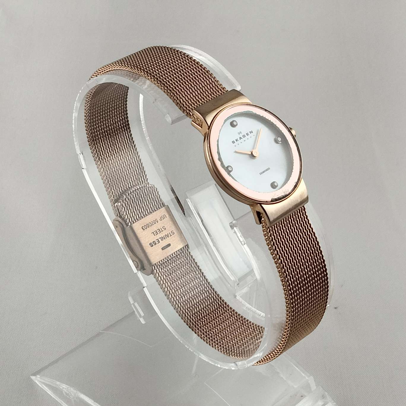 Skagen Rose Gold Mesh Watch with White Dial Skagen Women main image 3