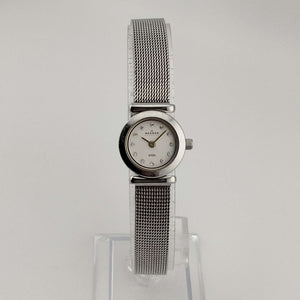 I Like Mikes Mid Century Modern Watches Skagen Round Petite Silver Tone Watch, Jewel Details, Adjustable Mesh Strap