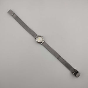 I Like Mikes Mid Century Modern Watches Skagen Round Petite Silver Tone Watch, Jewel Details, Adjustable Mesh Strap