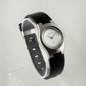 I Like Mikes Mid Century Modern Watches Skagen Stainless Steel Men's Watch, Black Rubber Strap