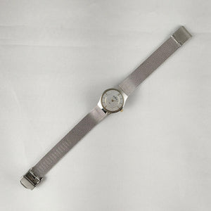 I Like Mikes Mid Century Modern Watches Skagen Stainless Steel Unisex Watch, Gold Tone Details, Mesh Strap
