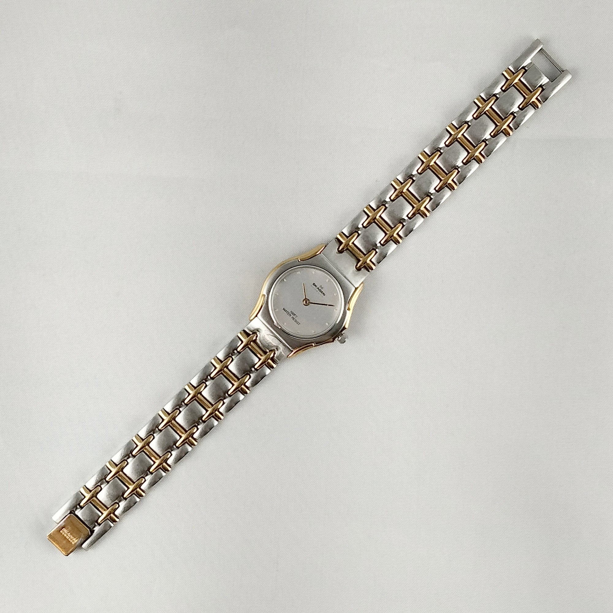 I Like Mikes Mid Century Modern Watches Skagen Stainless Steel Women's Watch, Gold Tone Hour Markers and Details, Bracelet Strap