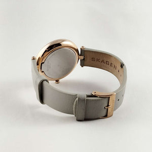 I Like Mikes Mid Century Modern Watches Skagen Unisex Oversized Watch, Light Gray Genuine Leather Strap