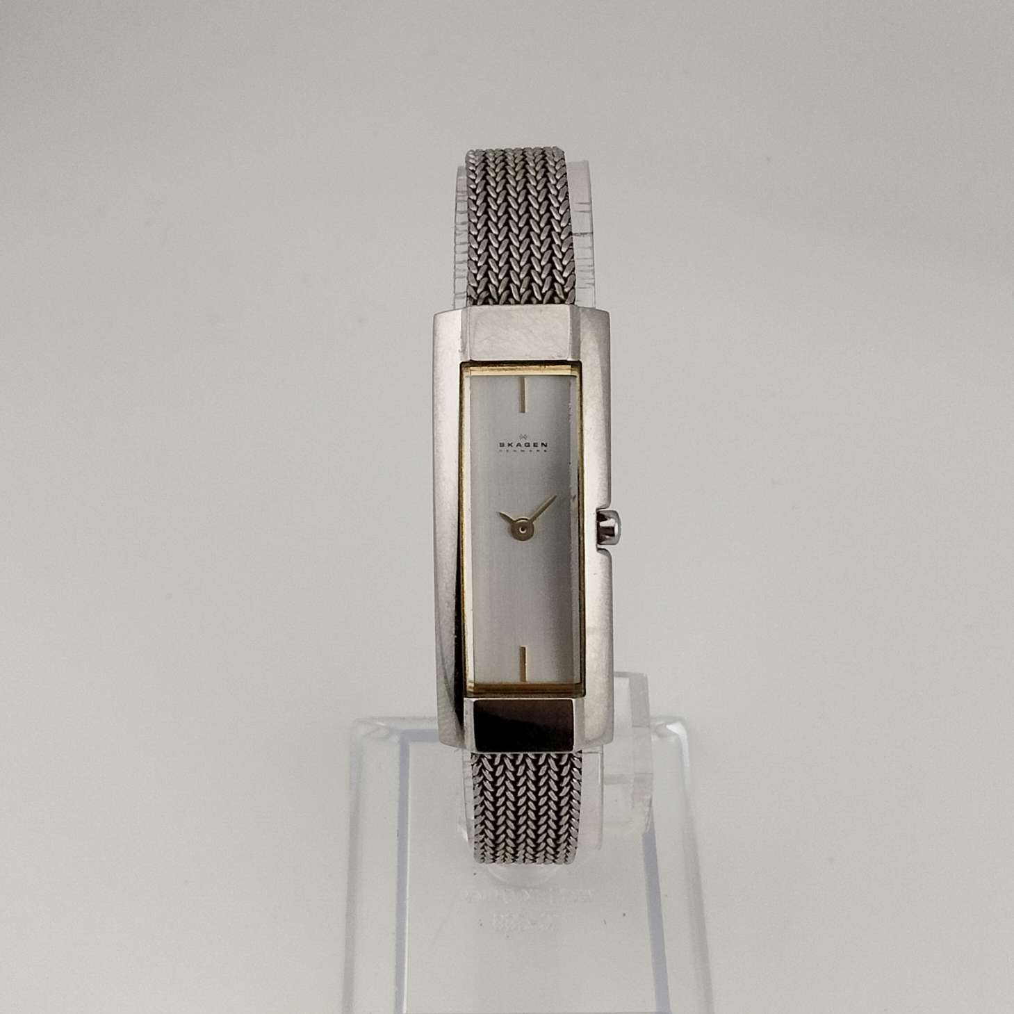 Skagen Unisex Silver Tone Watch, Elongated Rectangular Dial 
