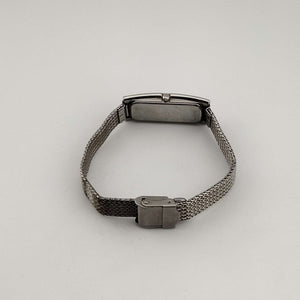 I Like Mikes Mid Century Modern Watches Skagen Unisex Silver Tone Watch, Elongated Rectangular Dial, Adjustable Mesh Strap