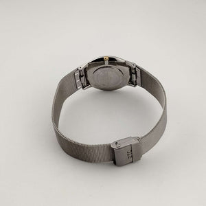 I Like Mikes Mid Century Modern Watches Skagen Unisex Silver Tone Watch, Gold Tone Details, Round Dial, Adjustable Mesh Strap