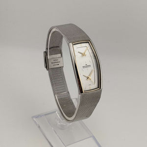 I Like Mikes Mid Century Modern Watches Skagen Unisex Silver Tone Watch, Rectangular Dual Face Dial,  Adjustable Mesh Strap