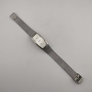 I Like Mikes Mid Century Modern Watches Skagen Unisex Silver Tone Watch, Rectangular Dual Face Dial,  Adjustable Mesh Strap