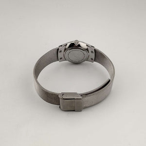 I Like Mikes Mid Century Modern Watches Skagen Unisex Silver Tone Watch, Round Black Dial, Jewel Markers, Adjustable Mesh Strap