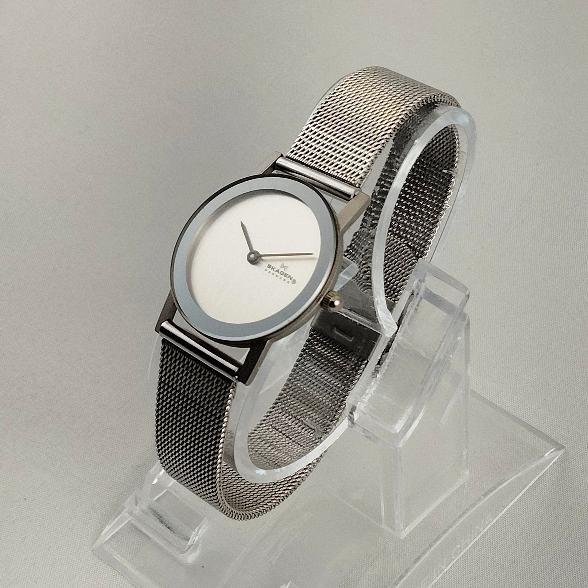 I Like Mikes Mid Century Modern Watches Skagen Unisex Stainless Steel Watch, Clean Face Design, Mesh Strap