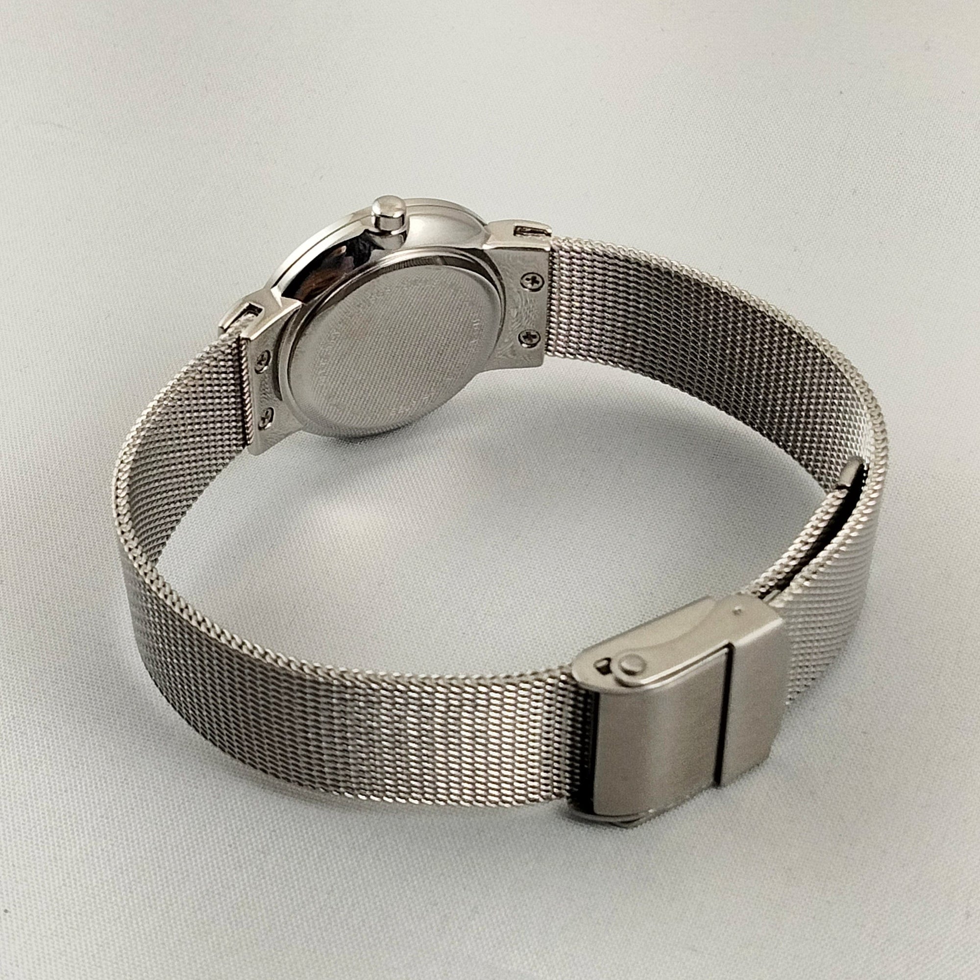 I Like Mikes Mid Century Modern Watches Skagen Unisex Stainless Steel Watch, Gold Tone Border and Hands, Clean Face Design, Mesh Strap