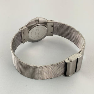 I Like Mikes Mid Century Modern Watches Skagen Unisex Stainless Steel Watch, Mother of Pearl Dial, Jewel Hour Markers, Mesh Strap