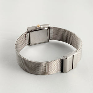 I Like Mikes Mid Century Modern Watches Skagen Unisex Stainless Steel Watch, Square Dial, Gold Tone Details, Mesh Strap