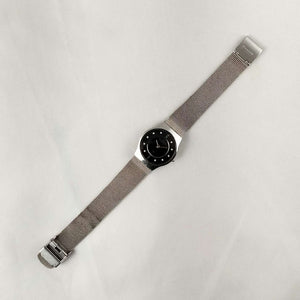 I Like Mikes Mid Century Modern Watches Skagen Unisex Watch, Black Dial with Jewel Details, Mesh Strap