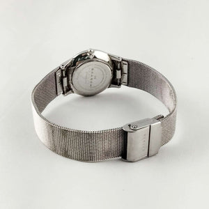 I Like Mikes Mid Century Modern Watches Skagen Unisex Watch, Black Dial with Jewel Details, Mesh Strap