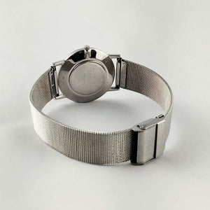 I Like Mikes Mid Century Modern Watches Skagen Unisex Watch, Black Dial with Jewel Details, Mesh Strap
