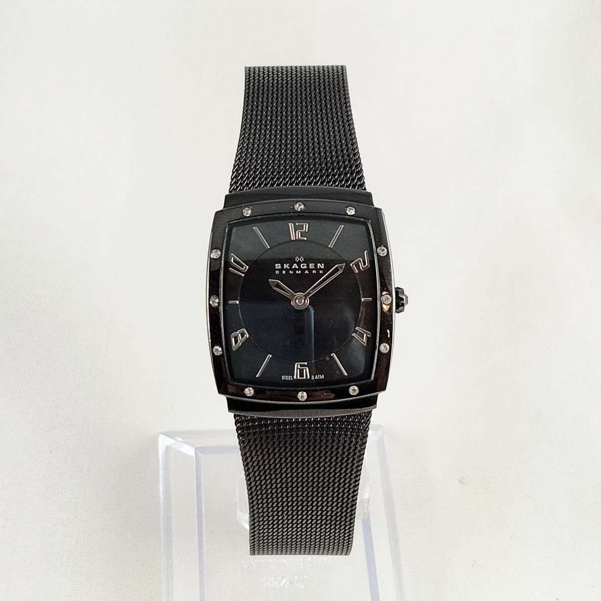 Skagen Unisex Watch, Black Mother of Pearl Dial with Jewel 