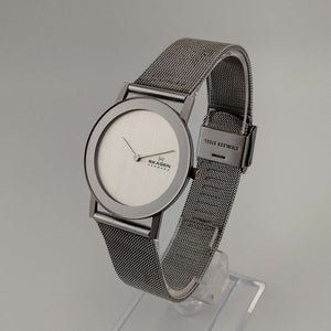 I Like Mikes Mid Century Modern Watches Skagen Unisex Watch, Minimalist Silver Tone Dial, Mesh Strap