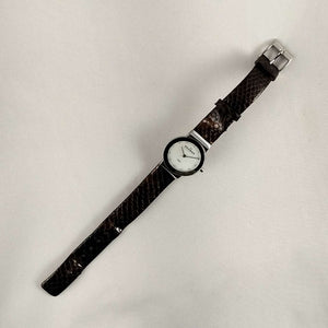 I Like Mikes Mid Century Modern Watches Skagen Unisex Watch, Mother of Pearl Dial, Genuine Patent Leather Strap