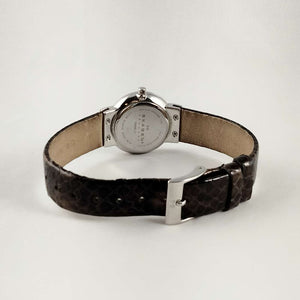 I Like Mikes Mid Century Modern Watches Skagen Unisex Watch, Mother of Pearl Dial, Genuine Patent Leather Strap