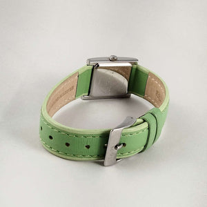 I Like Mikes Mid Century Modern Watches Skagen Unisex Watch, Mother of Pearl Dial, Green Genuine Leather Strap