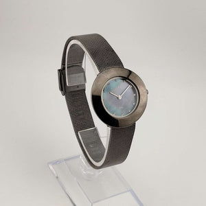 I Like Mikes Mid Century Modern Watches Skagen Unisex Watch, Silver Tone and Jewel Details, Circular Mother of Pearl Dial, Adjustable Mesh Strap