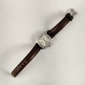 I Like Mikes Mid Century Modern Watches Skagen Unisex Watch, Square Mother of Pearl Dial, Brown Genuine Leather Strap