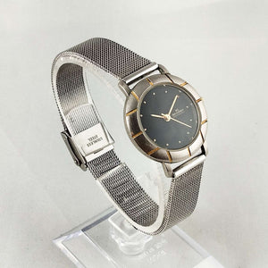 I Like Mikes Mid Century Modern Watches Skagen Watch, Black Dial, Bezel Details, Mesh Strap