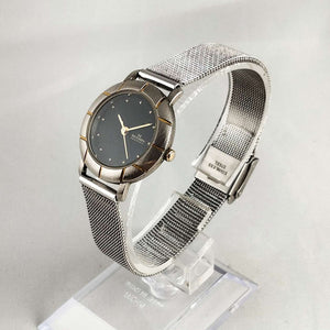 I Like Mikes Mid Century Modern Watches Skagen Watch, Black Dial, Bezel Details, Mesh Strap