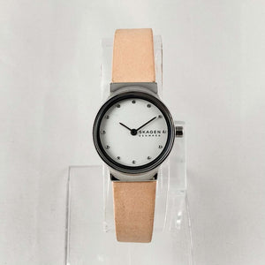I Like Mikes Mid Century Modern Watches Skagen Watch, Jewel Hour Markers, Peach Genuine Leather Strap