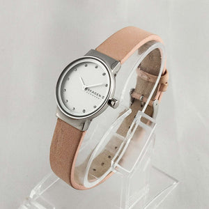 I Like Mikes Mid Century Modern Watches Skagen Watch, Jewel Hour Markers, Peach Genuine Leather Strap