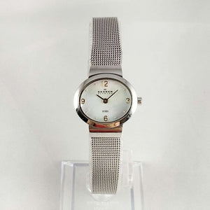 I Like Mikes Mid Century Modern Watches Skagen Watch, Mother of Pearl Dial, Mesh Strap