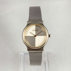 I Like Mikes Mid Century Modern Watches Skagen Watch, Quadrant Pattern Dial, Mesh Strap