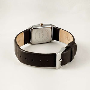 I Like Mikes Mid Century Modern Watches Skagen Watch, Rectangular Dial, Dark Brown Leather Strap